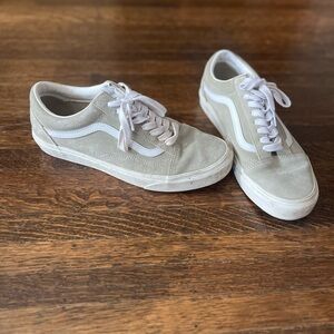 Beige and White Vans Sneakers